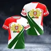 Padrão da Bandeira e Brasão Nacional de Portugal Impressão 3D Transfronteiriça Nova Camiseta Casual Masculina de Manga Curta Venda Direta da Fábrica Fornecimento