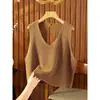 Chaleco de Punto de Algodón Holgado Corto para Otoño/Invierno con Cordones Adelgazante Ropa de Abrigo Chaleco Chaleco Cardigan Pequeño Camisa para Vestir en Capas