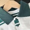 2025 Estilo Coreano Verão Novo Roupa Infantil Moda Masculina Infantil Camisa Polo Listrada Manga Curta Top com Lapela
