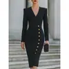 Vestido Longo de Gola V com Mangas Longas, Ajuste na Cintura e Botões Decorativos - Novo 2026 Amazon AliExpress