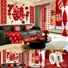 Pegatinas de Personajes Doble Felicidad para Decoración de Habitación de Boda, Pegatinas Doble Felicidad de Tela No Tejida de Terciopelo, Pared de Fondo de Decoración de Boda para Fotos, En Stock para Entrega Rápida