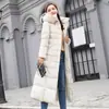 Chaqueta de Algodón Acolchada Tallas Grandes Europea y Americana para Mujer, Nuevo Estilo Coreano Invierno 2026 con Cuello de Piel, Abrigo Largo de Algodón Engrosado Ajustado
