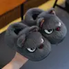 Pantuflas de algodón de invierno para niños y niñas, cálidas, de felpa, con suela gruesa, antideslizantes, de pelo para casa, para padres e hijos, con talón cubierto