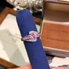 Comercio Electrónico Transfronterizo Nueva Joyería de Mano Europea y Americana Anillo de Rubí para Mujer Moda Anillo de Amatista y Diamante Joyería para Mujer