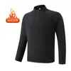 Camiseta Base de Terciopelo Alemán Doble Cara con Media Cremallera y Cuello Alto para Hombre, Otoño Invierno, Manga Larga, Deportiva, Casual, Ropa Interior, En Stock, Venta al por Mayor de Fábrica