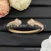 Pulsera Cruzada de Nuevo Estilo Europeo y Americano de Cuerda de Cáñamo David, con Etiqueta de Marca, Material de Latón, Pulsera de Lujo Ligero y Alta Calidad al por Mayor