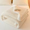 Manta de Cordero Jacquard Engrosada Invierno Nuevo Terciopelo Coral Manta Pequeña Chal para Siesta en Oficina Cubierta para Sofá Manta