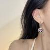 Pendientes de plata 925 con forma de corazón de melocotón y gema, estilo retro europeo y americano, con diamantes morados