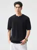 Roupas Masculinas Fengshe / Verão 2026 Nova Camiseta Masculina de Manga Curta com Gola Henley Torcida Estilo Old Money Fina