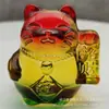 Figura de Gato Decoración del Hogar Cristal Amarillo Animal Gato Adorno Cristal Amarillo Gato de la Suerte