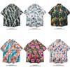 Marca Nueva de Tendencia Transfronteriza Primavera y Verano Camisa de Playa de Manga Corta Estampada Estilo Hong Kong para Hombre Holgada y Versátil Casual Camisa Floral para Pareja