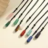 Transmissão Ao Vivo do Tiktok Colar Pingente Hexaédrico de Cristal de Ametista Natural Ágata Pedra Bruta Colar de Pedra Preciosa Coluna Hexagonal
