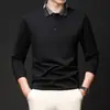 Camisa Polo de Estilo Nuevo con Cuello para Hombre, Color Sólido, Camiseta Casual de Moda para Hombres Jóvenes y de Mediana Edad, Camisa Básica para Hombre, Ropa de Manga Larga para Hombre Transfronteriza