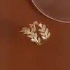 Apertura Transfronteriza Ajuste Diamante Microincrustado Diseño de Nicho Anillo de Hoja Anillo para Mujeres Diamantes Brillantes Microincrustados Moda de Gama Alta