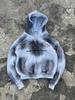 Sudadera con Cremallera de Alto Grado Hecha a Mano con Degradado Tie-Dye Desgastado para Comercio Exterior Europeo y Americano para Hombres y Mujeres, Mismo Estilo Marca de Moda