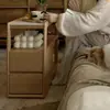 Gabinetes Laterales de Sofá de Madera Maciza Cuidadosamente Seleccionados, Mesas Laterales de Pizarra, Mesas de Centro, Mesas de Esquina, Gabinetes Pequeños para Té de Sala de Estar, Mesas Estrechas Móviles