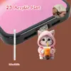 Plug de Pó para Celular Cruzado 2D Plano de Acrílico Ornamento Tipo Pingente de Gato Fofo Interface Oval Tipo-C Desenho Animado