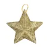 Nuevas decoraciones de Navidad 2026: Adornos de estrella de cinco puntas con purpurina dorada, Decoraciones para árbol de Navidad, Colgantes de estrella dorada tridimensionales