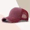 Boné de Baseball em Tela Lavado e Desgastado com Logo Personalizado, Boné de Tela Respirável para Protetor Solar de Verão, Chapéu Casual Feminino com Proteção Solar, Moderno