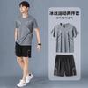Traje Esportivo de Secagem Rápida de Verão Masculino para Corrida Manga Curta Seda Gelada Roupa de Basquete Roupas de Fitness Penas Shorts Verão