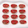 Festivo Grande Rojo Año Nuevo Ovalado Gota de Pegamento Aleación Flor Seca Joyería Accesorios DIY Boda Tocados Femeninos Pasador Material