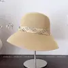 Sombrero de Paja Tejida Elegante Estilo Francés con Lazo Plegado para Salidas, Protección Solar, Sombrero Tipo Cubo con Estilo, Sombrero de Pescador Versátil