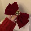 Princesa Rica Veludo Preto Rosa Presilha de Mola Laço Grampo de Cabelo Verão Novo Pegador Adorno de Cabeça para Mulheres