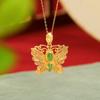 Yuebao Jewelry S925 - Colgante de mariposa hueca con filamento de marea nacional de jaspe hetiano bañado en oro y plata de ley, estilo nacional