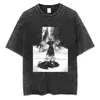 Camiseta para Hombre Talla Grande Lavada Vintage Harajuku Camiseta con Estampado Gráfico de Anime Estilo Callejero Algodón Holgada de Manga Corta