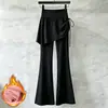 2026 Nuevo Modelo Pantalones de Yoga Ligeramente Acampanados Falsos de Dos Piezas para Mujer, Pantalones Deportivos Anti-Exposición para Pilates y Caída, Falda Pantalón Tiburón Portátil