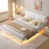 Cama flotante, moderna y simple, sin cabecero, base de listones, para uso doméstico en dormitorio principal, cama grande, cama individual o doble, cama de hierro forjado, popular en línea