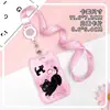 Portatarjetas Creativo con Forma de Ola y Orejas de Gato, Etiqueta de Tarjeta de Estudiante para Campus, Portatarjetas con Insignia, Cubierta Deslizante, Protector de Tarjeta de Identificación de ABS