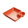 Bandeja Amazon Transfronteriza Estilo Japonés Color Sólido Cuadrada Plato para Empanadillas con Plato para Salsa de Moje Plato para Papas Fritas Sushi Estilo Japonés de Exportación