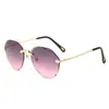 Gafas de Sol Poligonales Transfronterizas para Mujeres con Caras Grandes, Película Marina Douyin, Gafas de Sol sin Montura de Celebridad de Internet, Gafas de Sol sin Montura con Borde Cortado