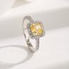Base de Cobre Corte Flor de Gelo Quadrado 6*6mm Vermelho Rosa Padma Aquamarina Amarelo Diamante Anel Feminino Anel de Diamante de Alto Carbono