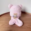 Gorro de bebé con diseño de nariz de oso, gorro tejido lindo de invierno para niños y niñas, gorro cálido para bebés y niños pequeños