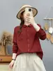 Colección Otoño 2026: Camisa de Algodón Fresco Estilo Japonés de Doble Botonadura y Manga Larga, Nuevo Top Casual para Mujer al por Mayor