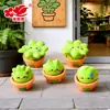 Ornamento de Grama Fofo com Expressão Curativa para Mesa, Plantas Verdes em Vasos, Boneca DIY Caixa Surpresa, Decorações de Casa de Boneca, Acessórios de Resina