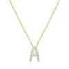 Collar con Colgante Versátil de 26 Letras con Incrustaciones de Diamantes Estilo Europeo y Americano, Chapado en Cobre con 14K, Cadena para Clavícula, Accesorio de Moda y Sencillo para Mujer
