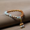 Pulsera de Sándalo con Piedra Shoushan Simple Artística Cuentas de Buda DIY Pulsera para Hombre y Mujer Joyería de Juego Artístico