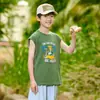 [Algodón Elastano] Algodón Hall Verano Nuevo Estilo Camiseta sin Mangas Infantil Clase a Antibacteriana Fresca y Transpirable Chaleco para Niños y Niñas