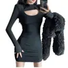 Xin Selection Falda Bodycon Estilo Puro Deseo Dulce y Picante para Mujer, Diseño Nuevo, Ceñidor de Cintura, Adelgazante, Diseño Hueco Hepburn, Elegante y con Estilo