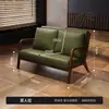 Conjunto de Mesa e Cadeiras para Café, Booth de Bar, Loja de Sobremesas e Chá com Leite, Sofá de Restaurante, Área de Descanso, Cadeira Vintage de Couro Oleado