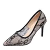 Scarpins de salto alto em renda respirável para mulheres, novo design de verão 2026, estilo nicho, elegantes scarpins stiletto de bico fino