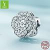 Ziyun original de plata con incrustaciones de circonita s925, cuentas de camelia de plata, accesorios de pulsera de bricolaje elegantes europeos y americanos
