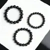 Pulseira de Contas de Obsidiana Negra Dourada Natural para Homens e Mulheres, Elegante e de Alta Qualidade, Contas Pretas Puras para Joias DIY, Venda por Atacado