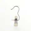 Pinza metálica de acero inoxidable para pantalones con boca ancha, pinza de tres puntas engrosada, toalla sin marcas, sombrero, calcetín, pinza para pantalones a prueba de viento con gancho