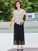 Conjunto elegante y de clase de verano con manga corta para madre 2026, top de alta gama para mujeres de mediana edad y mayores, camiseta, blusa fina de verano