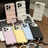 Funda de teléfono de color liso con patrón de olas y nubes, compatible con iPhone 18 y Apple 17 Pro Max, con un anillo en forma de nube y protección contra caídas