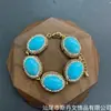 Novo Mid-antigo colar de Turquesa Pérola terno estilo étnico nicho personalidade mão-incrustado Checa diamante conjunto de três peças